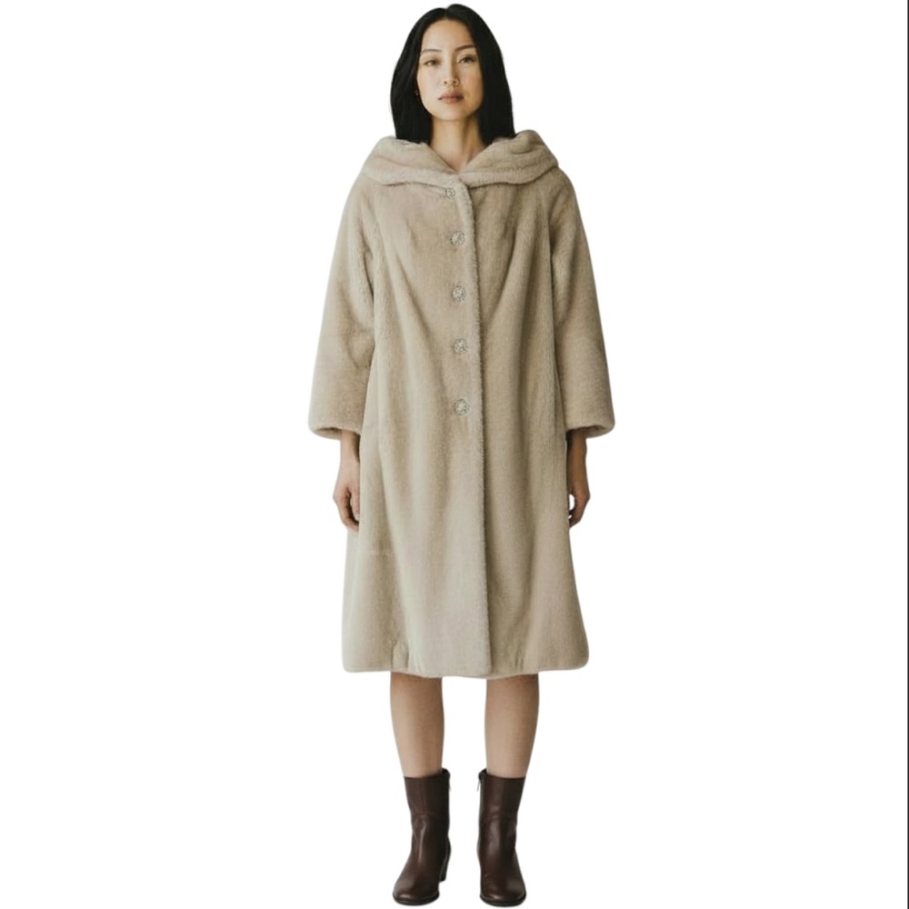 Borgana Mid Century Vintage Faux Fur Coat